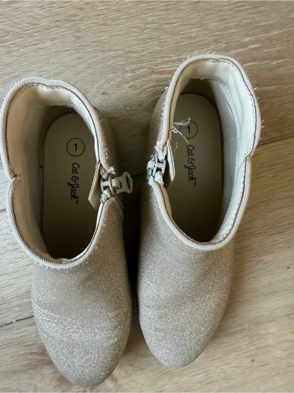 Cat & Jack Glitter Cream Kids' Ankle Boots